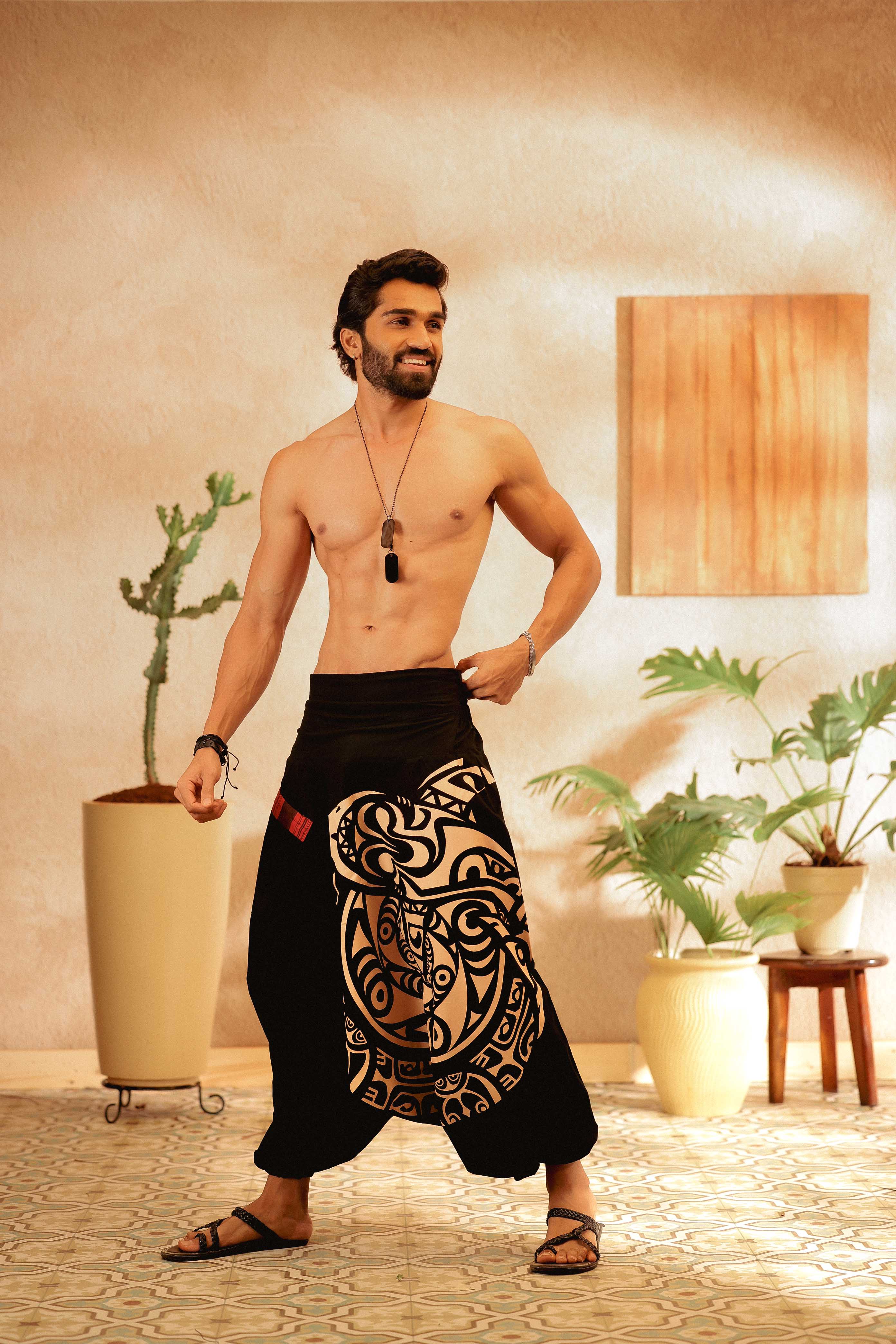Buy Beige Cotton Linen Plain Skanda Dhoti Pant For Men by House of Three  Online at Aza Fashions.